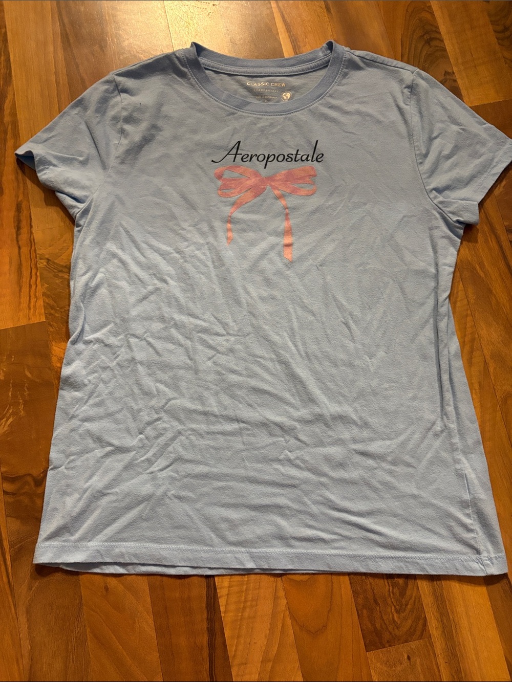 Aeropostale Light Blue Tee with Pink Bow and Logo